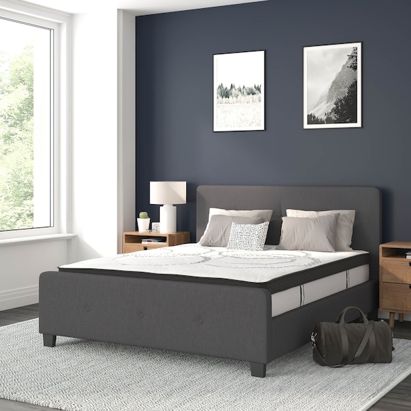 Flash Furniture Queen Size Dk Gray Fabric Platform Bed & Mattress HG-BM10-31-GG